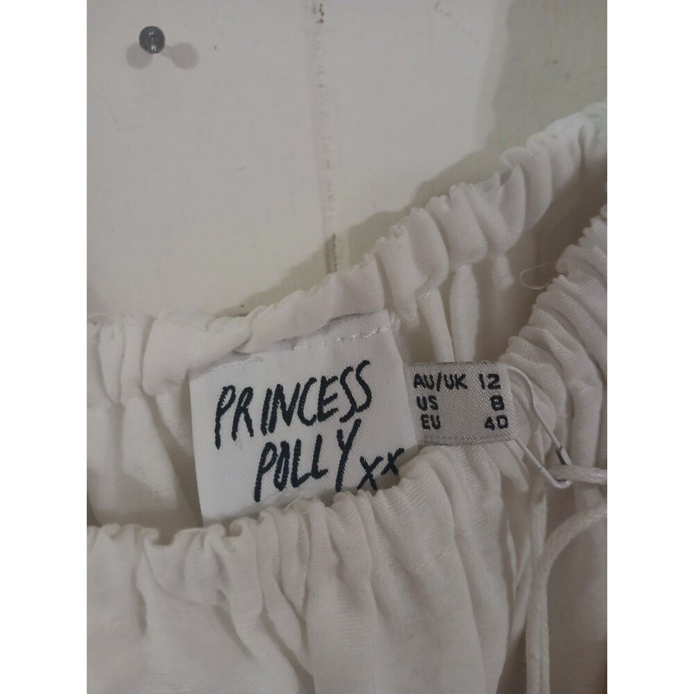Princess Polly Halton Mini Dress White Size 8 Cottage Feminine Ruffles Puffy - Picture 3 of 8